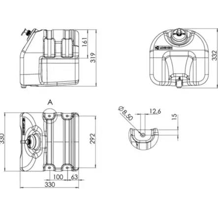 Vesisäiliö musta 18 litraa - Muut traktoritarvikkeet - 601040400 - 2