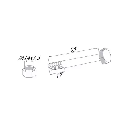 Kuusiokantapultti lukkomutterilla M14x1.5x96/17 10.9 - Niittokoneet - BH2950 - 2