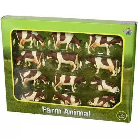 Lehmäsarja ruskea-valkoinen 12 kpl/pkt 1:32 - Muut maatila- ja työkonelelut - 8713219281000 - 2