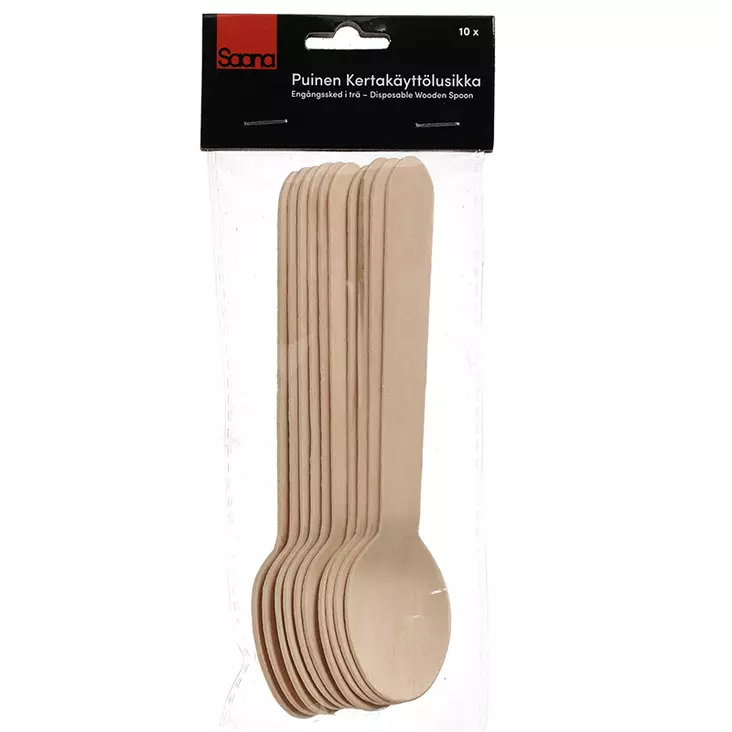 Kertakäyttölusikka puinen 10 kpl - Kertakäyttöastiat - 6410416003160 - 1