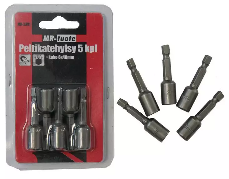 Peltikatehylsy 5 kpl, 8 x 48 mm - Hylsyt ja -sarjat - 6430074692100 - 1