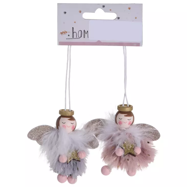 Ripustettava koriste-enkeli 2 kpl/pkt - Joulukoristeet - 8719202764680 - 1