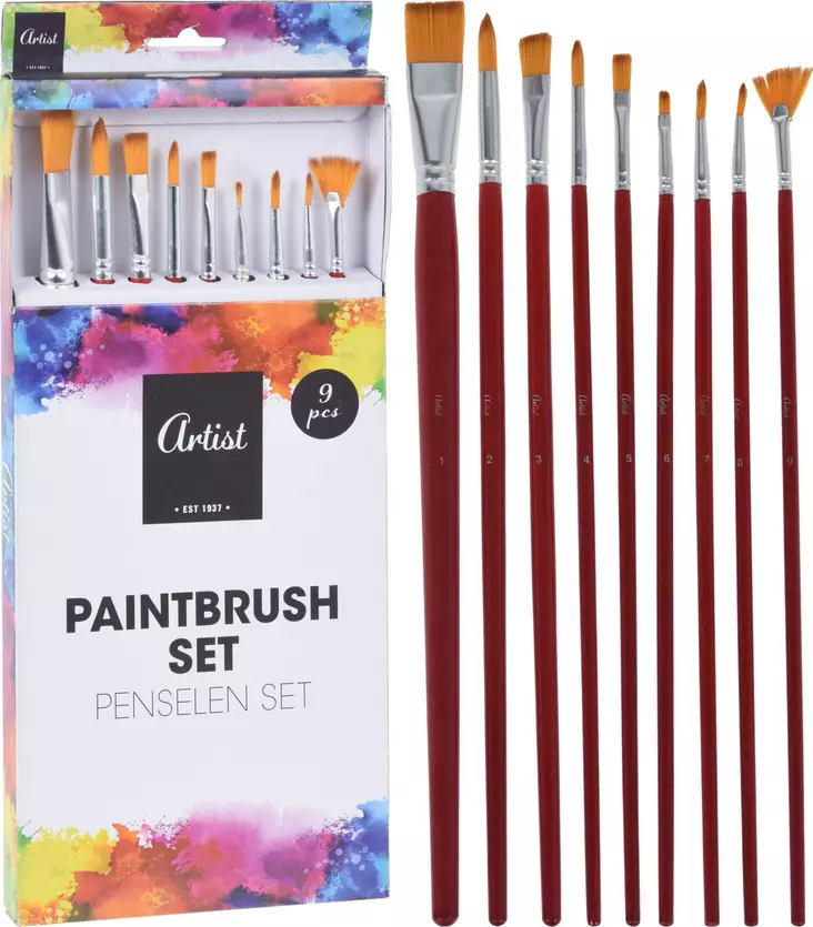 Taiteilijan sivellinsetti 9-os. - Taiteilijatarvikkeet - 8719202912340 - 1