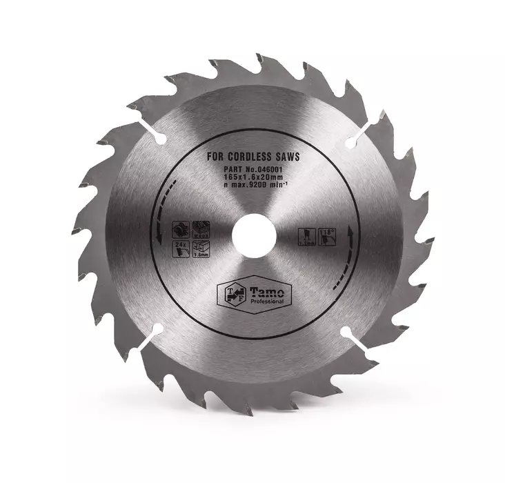 Tamo pyörösahanterä 165x30x1,6mm 24T - Sirkkelin- ja pyörösahanterät - 6420613774800 - 1