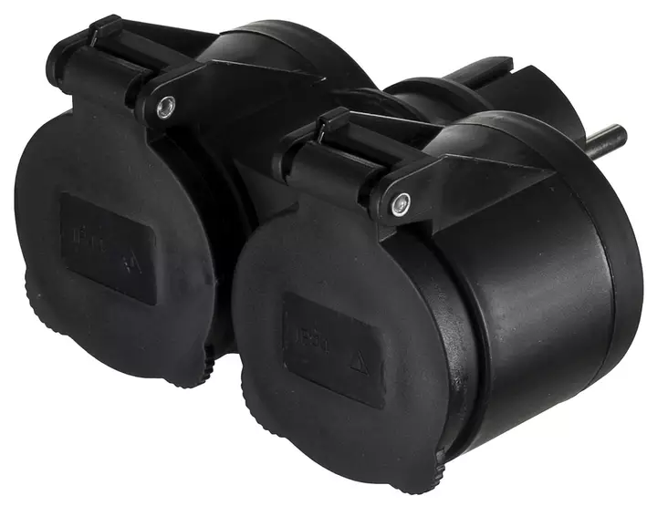 Ulkohaaroitin 2-os. läppäk. IP44 musta - Rasiat ja pistokkeet - 6435200259110 - 1