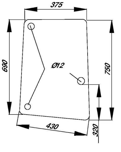 Sivulasi, oikea (JD L113305) - Ohjaamon lasit - 3660980057660 - 1