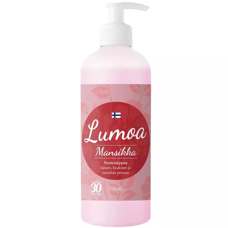 Lumoa nestesaippua mansikka 500 ml - Kosmetiikka - 6419642360900 - 1