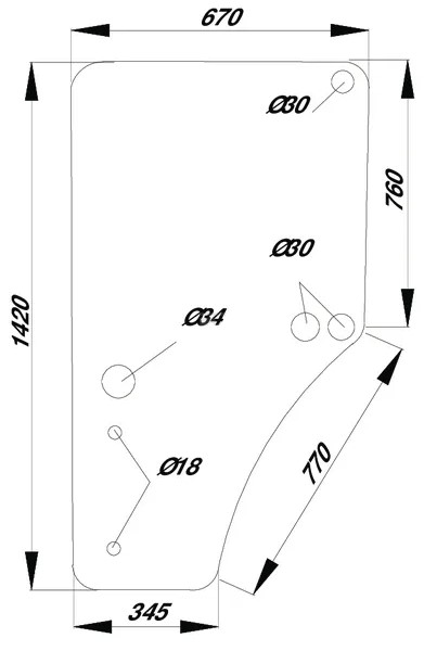 Ovilasi, ylempi vasen (JD L169102, L213354, L77647 ja L77653) - Ohjaamon lasit - 8716106304240 - 1