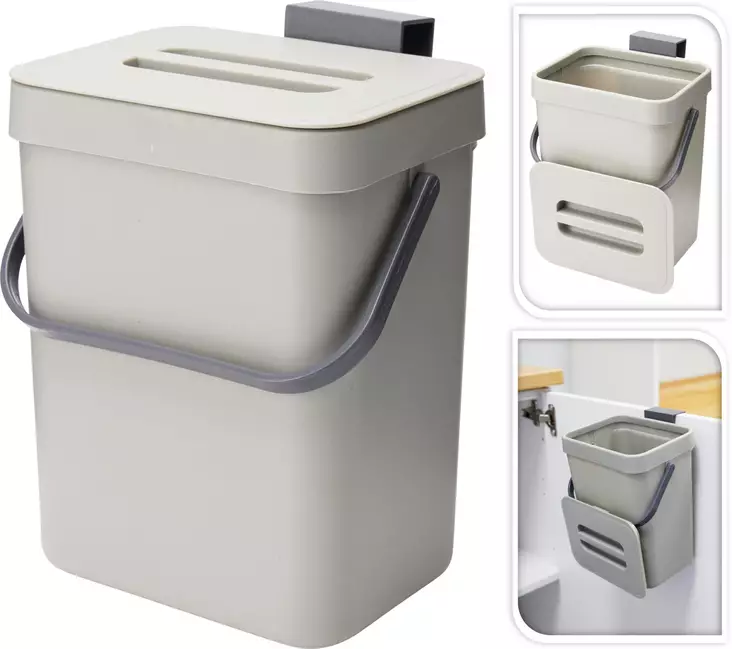 Biojäteastia kannella 3 litraa harmaa - Roskien käsittely - 8721037635240 - 1