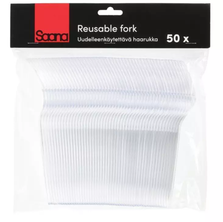 Haarukka uudelleenkäytettävä kirkas 20 kpl - Kertakäyttöastiat - 6410416517810 - 1