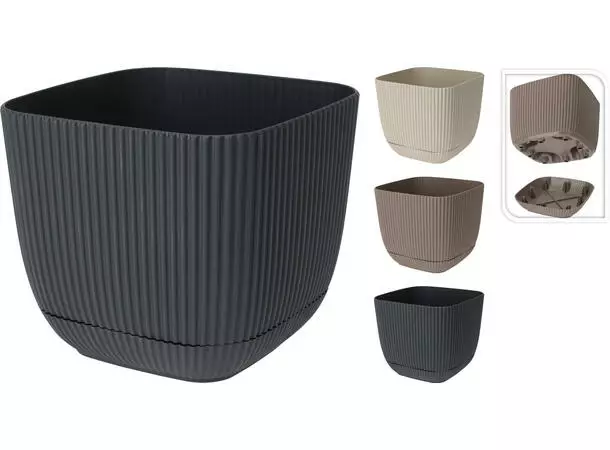 Kukkaruukku aluslautasella neliö - Ruukut, vaasit, korit - 8720573272780 - 1