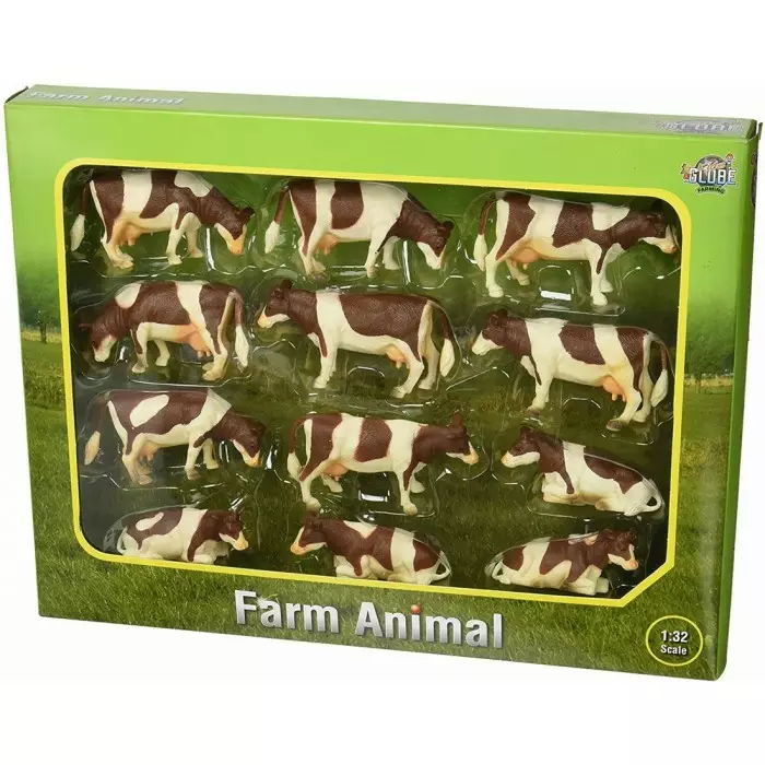 Lehmäsarja ruskea-valkoinen 12 kpl/pkt 1:32 - Muut maatila- ja työkonelelut - 8713219281000 - 2