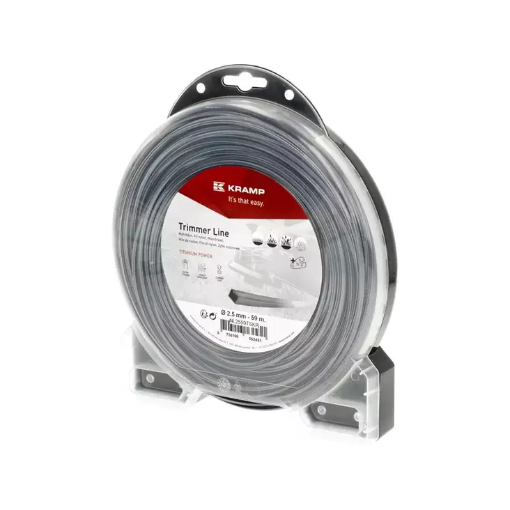 Trimmerin siima harmaa neliö 3,0 mm 44 m - Trimmerit, raivaussahat - 8716106162420 - 1