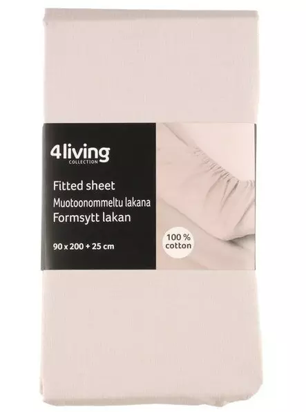 Muotoonommeltu lakana 80-90x200+25 cm beige - Saunatarvikkeet - 6410416334141 - 2