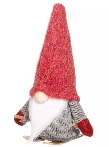 Tonttu suksilla 19 cm punainen - Joulukoristeet - 6410416499321 - 1