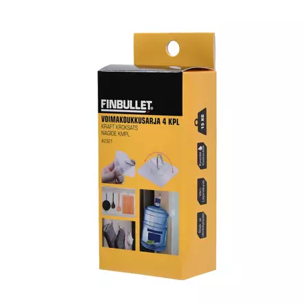 Voimakoukkusarja 4 kpl 60 x 60 mm - Seinäkoukut, naulakot - 6438152023211 - 2