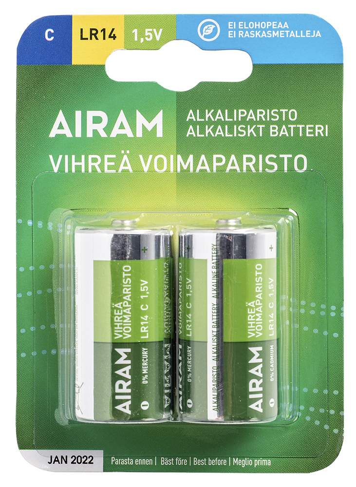 Airam Vihreävoima C-paristo 2 kpl/pkt - Paristot, testerit - 6435200192431 - 1