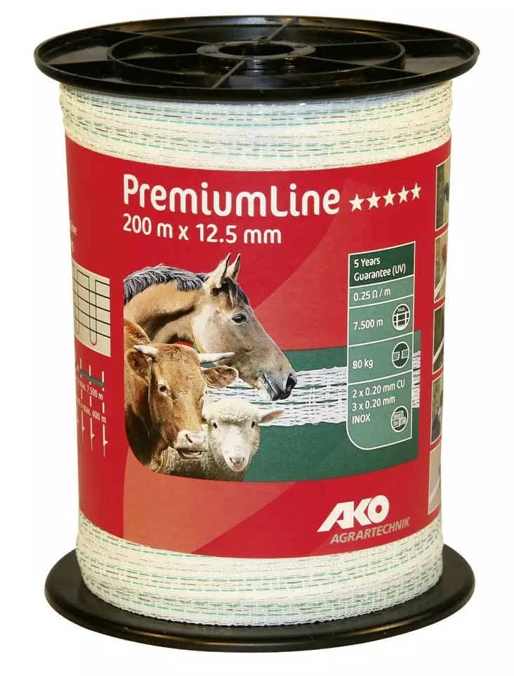 Aitanauha 12,5 mm/200 m valkoinen/vihreä - Aitanauhat ja -langat - 5700033243751 - 1