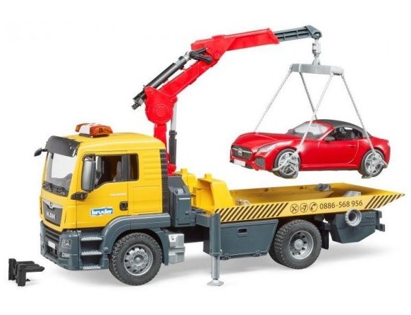 Bruder MAN TGS -hinausauto valo/äänimodullilla + avoauto - Bruder työkonelelut - 8719774888371 - 1