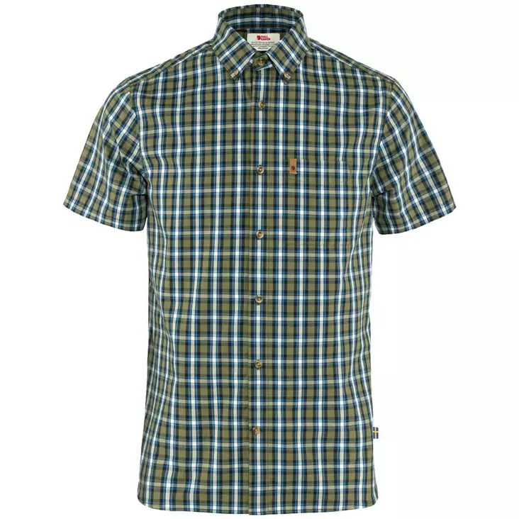 Fjällräven Övik Shirt SS M Green-Alpine Blue - Retkeilyasusteet - 7323450755331 - 1