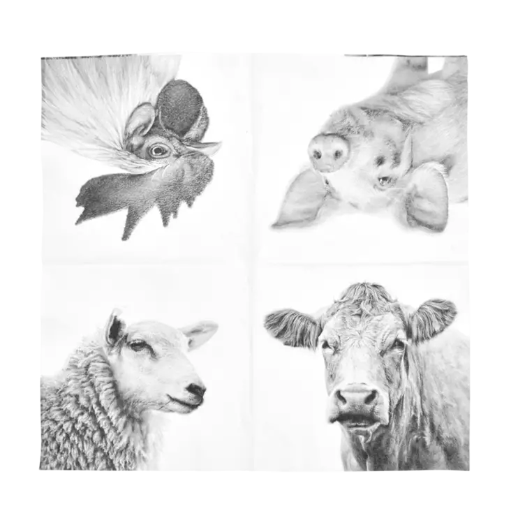 Lautasliina Maatila mustavalkoinen iso - Muuta kaunista - 8714982159701 - 1