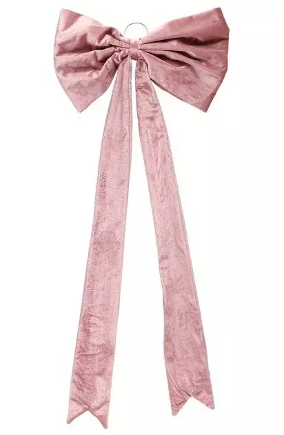 Samettinen rusetti vaaleanpunainen 90 cm - Joulukoristeet - 6410416575971 - 1