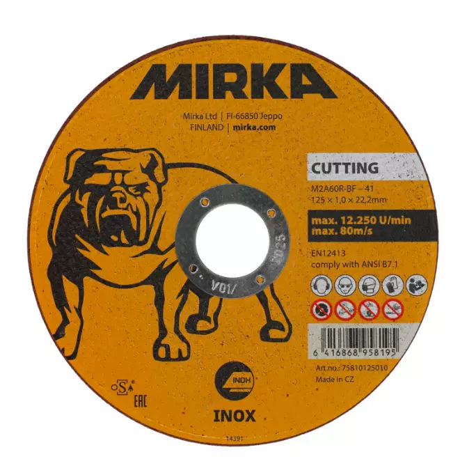 Mirka Katkaisulaikka inox 125x1,6x22,2mm - Katkaisulaikat - 6416868958621 - 1