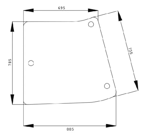 Sivulasi, vasen (JD R201574) - Ohjaamon lasit - 8719607031011 - 1