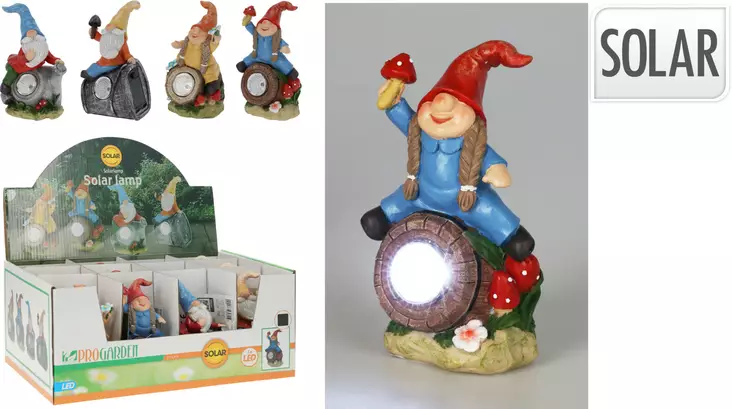 Puutarhatonttu ja tynnyri aurinkokennolla - Tunnelmavalot - 8721037380911 - 1