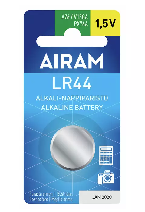 Airam alkalinappiparisto LR44 1,5V - Paristot, testerit - 6435200138071 - 1