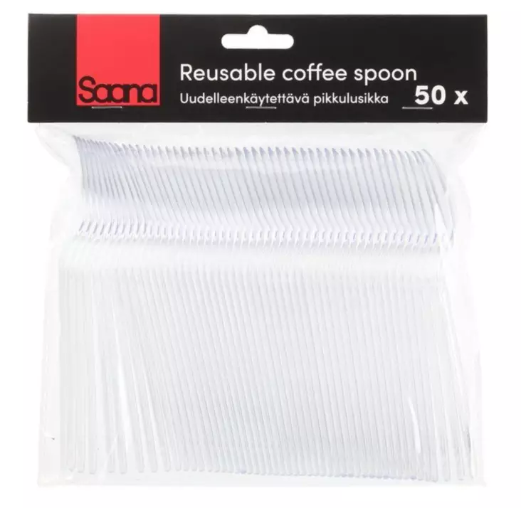 Kahvilusikka uudelleenkäytettävä kirkas 50 kpl - Kertakäyttöastiat - 6410416517841 - 1