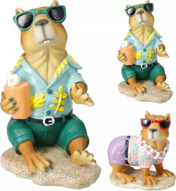 Lomaileva kapybara puutarhakoriste 16cm - Puutarhapatsaat, koristeet - 8721037855761 - 1