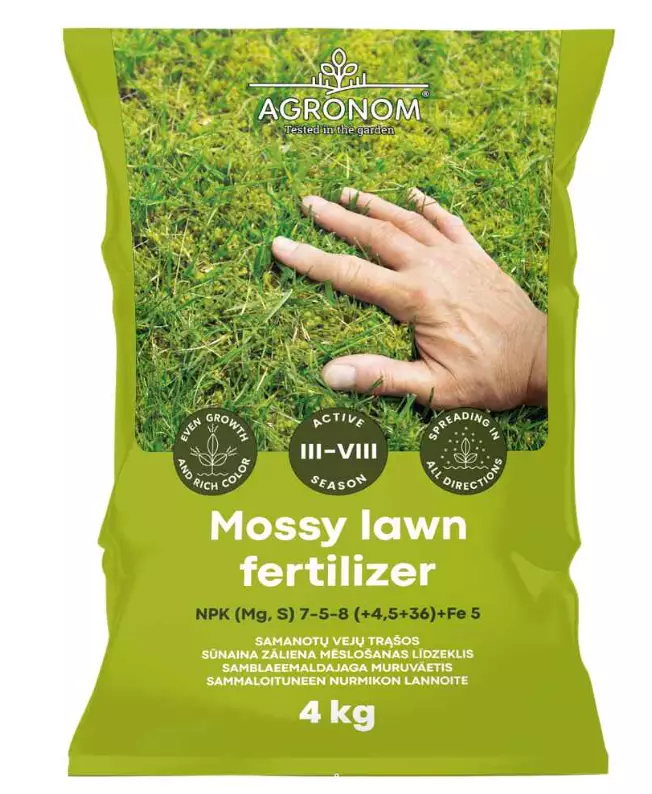 Sammaloituneen nurmikon lannoite 4 kg - Mullat ja lannoitteet - 4770168911451 - 1