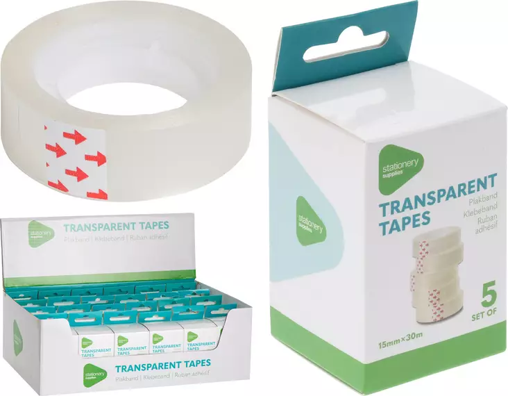 Teippi kirkas 5 kpl/pkt - Toimistotarvikkeet - 8720573577861 - 1