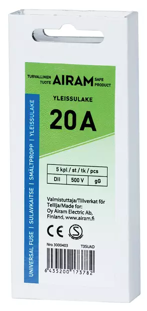 Airam yleissulake 20A 5 kpl - Muut sähköasennustarvikkeet - 6435200173782 - 2
