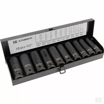 Voimahylsysarja, 1/2", pitkät hylsyt, 10 kpl - Hylsyt ja -sarjat - 8716106907892 - 1