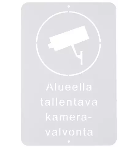 Opaste Alueella tallentava kameravalvonta, valkoinen metallikyltti - Turvallisuustuotteet - 6410416573182 - 1