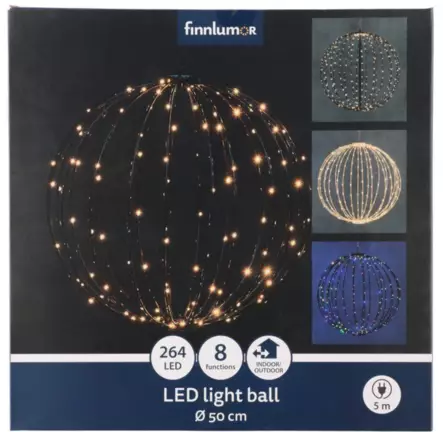 LED-valopallo 50 cm 264 LED valkoinen - Tunnelmavalot - 6410416310312 - 2