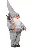 Joulupukki ja lahjasäkki 70 cm harmaa - Joulukoristeet - 6410416570532 - 1