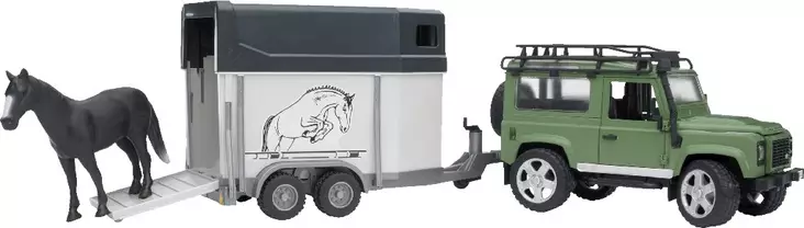 Bruder Land Rover Defender hevostrailerilla - Bruder työkonelelut - 4001702025922 - 1