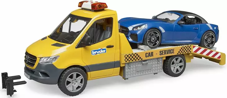 Bruder MB Sprinter-hinausauto valo- ja äänimodulilla + urheiluauto - Bruder työkonelelut - 4001702026752 - 1