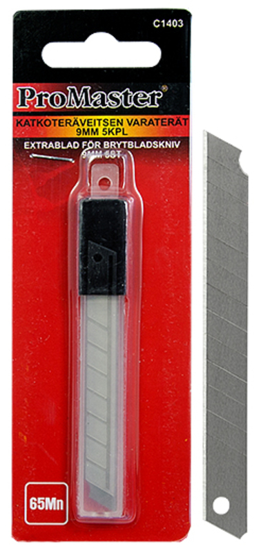 Katkoteräveitsen varaterät 9 mm 5 kpl - Puukot ja veitset - 6420286814032 - 1