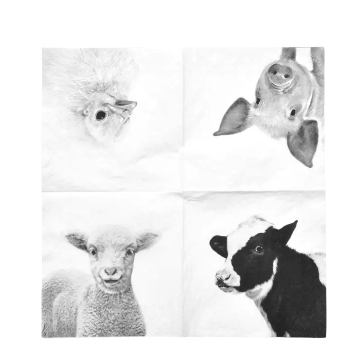 Lautasliina Maatila mustavalkoinen - Muuta kaunista - 8714982159602 - 1