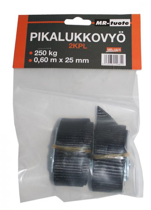 Pikalukkovyö 25 mm 0,6 m 250kg, 2 kpl - Autotarvikkeet - 6430032156842 - 1