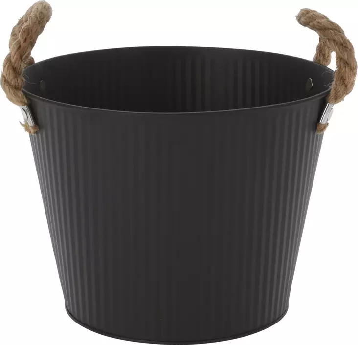 Suojaruukku köysikahvoilla musta 17 cm - Ruukut, vaasit, korit - 8720573183512 - 1