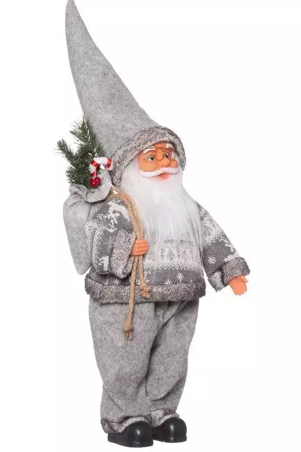 Joulupukki ja lahjasäkki 70 cm harmaa - Joulukoristeet - 6410416570532 - 1