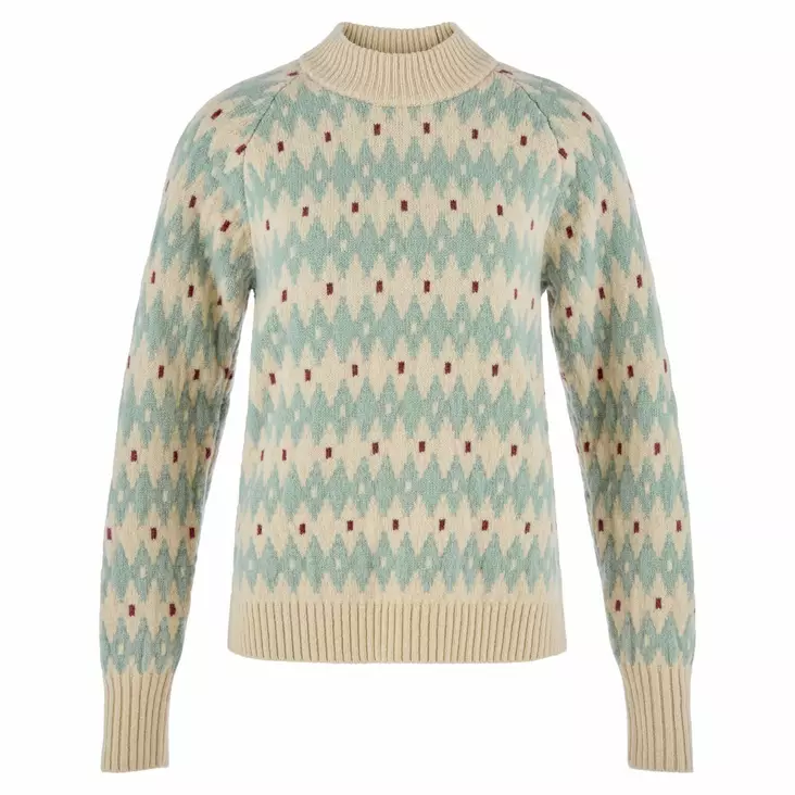 Fjällräven Övik Jacquard Knit W Light Beige - Misty Green - Retkeilyasusteet - 7323451203732 - 1