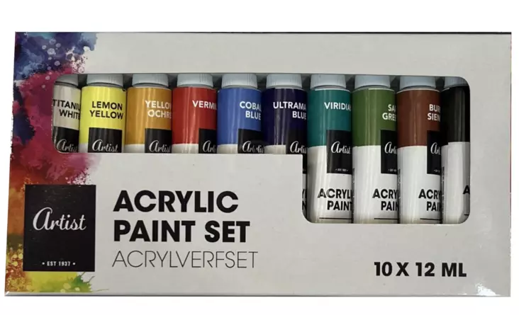 Akryylivärit 10 x 12 ml - Taiteilijatarvikkeet - 8721037026062 - 1