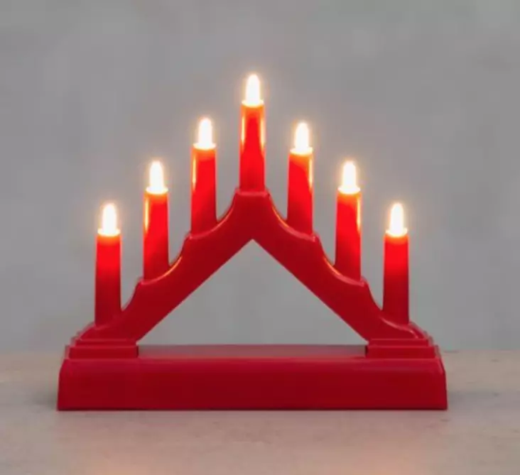 Kynttelikkö 7-haarainen mini 13 cm pun. - Tunnelmavalot - 6410416310572 - 1