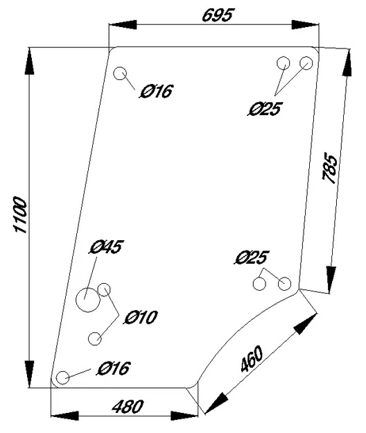 Ovilasi, ylempi (JD L57904) - Ohjaamon lasit - 3660980006712 - 1